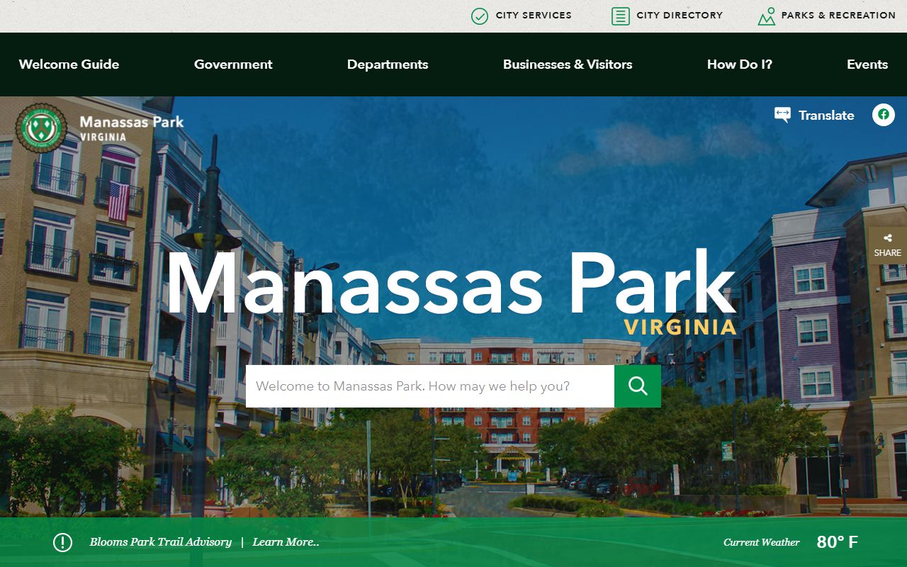 Manassas Park traffic ticket records and city government portal