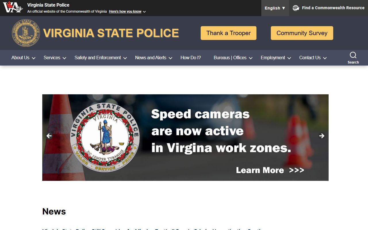 Virginia State Police traffic enforcement records